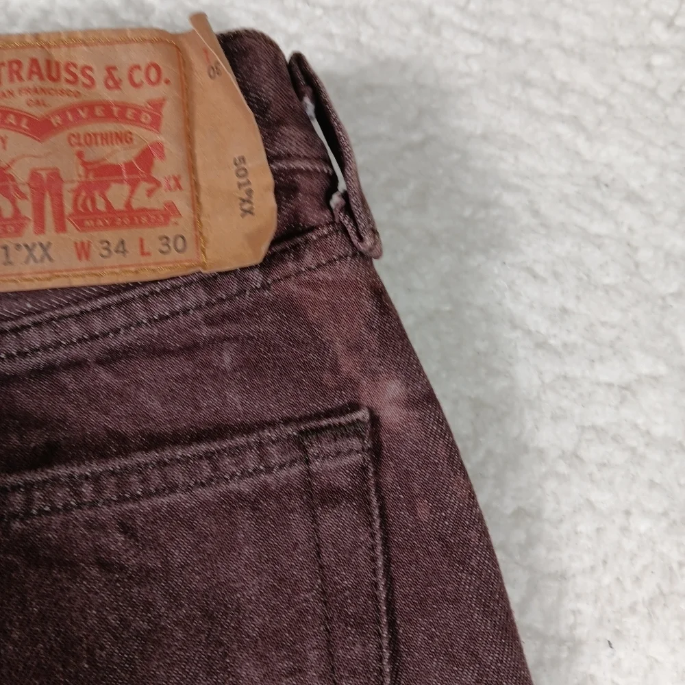 Levis 501xx Jeans Mens 34x30 (32x30) Brown Denim Button Fly Y2K Bat Wing Western